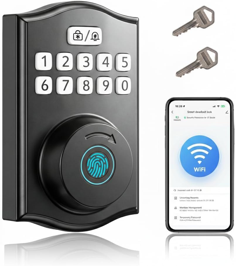 WiFi Fingerprint Keyless Entry Deadbolt with Auto-Lock & App Remote – RUIKANG Y78