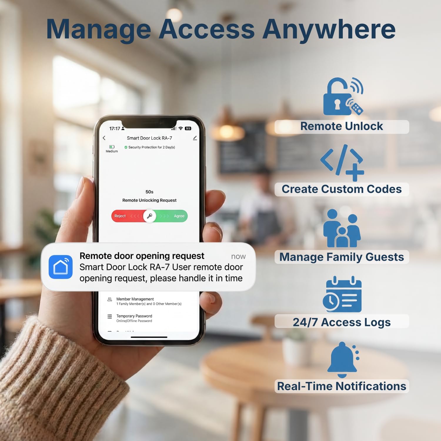 WiFi Fingerprint Smart Lock with Keyless Entry Deadbolt – Auto-Lock & App Remote for Front Door – RUIKANG RA-7