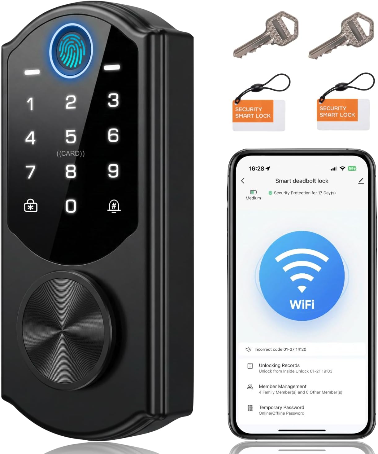 WiFi Fingerprint Smart Lock with Keyless Entry Deadbolt – Auto-Lock & App Remote for Front Door – RUIKANG RA-7