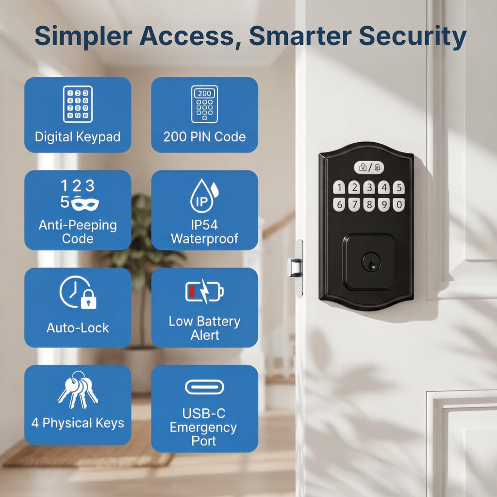 Keyless Entry Smart Deadbolt with Auto-Lock for Front Door – RUIKANG Y68