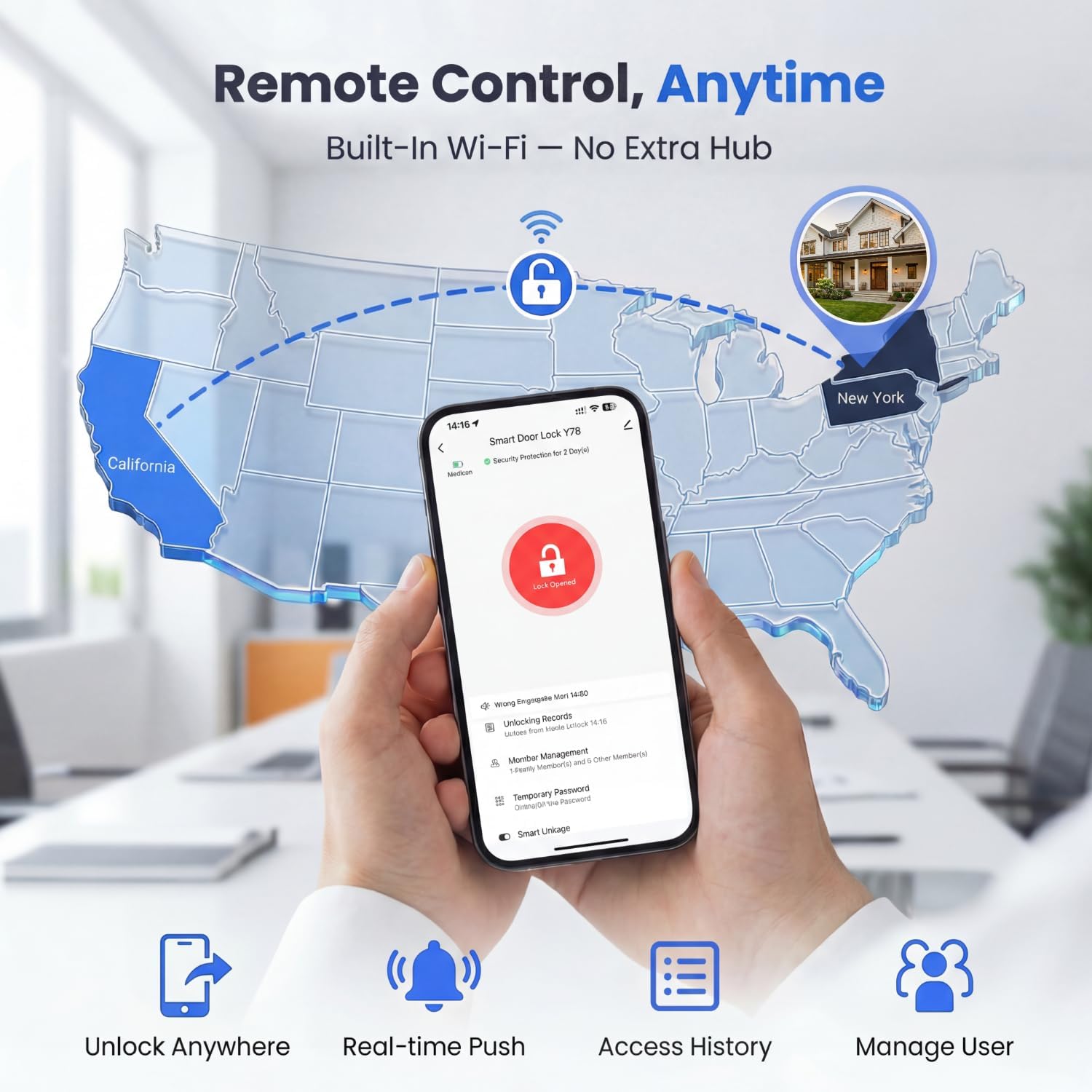 WiFi Fingerprint Keyless Entry Deadbolt with Auto-Lock & App Remote – RUIKANG Y78