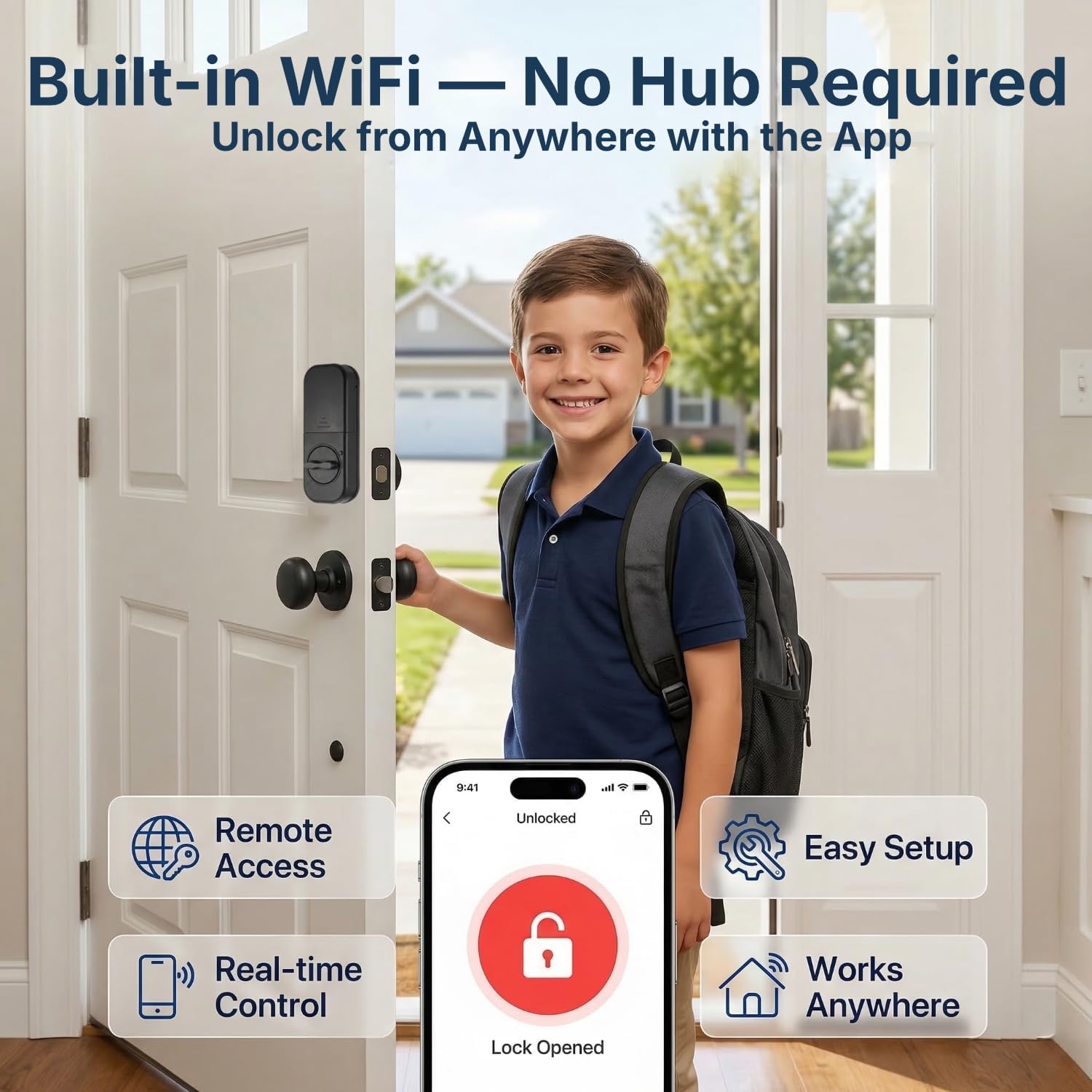 WiFi Fingerprint Smart Lock with Keyless Entry Deadbolt – Auto-Lock & App Remote for Front Door – RUIKANG RA-7