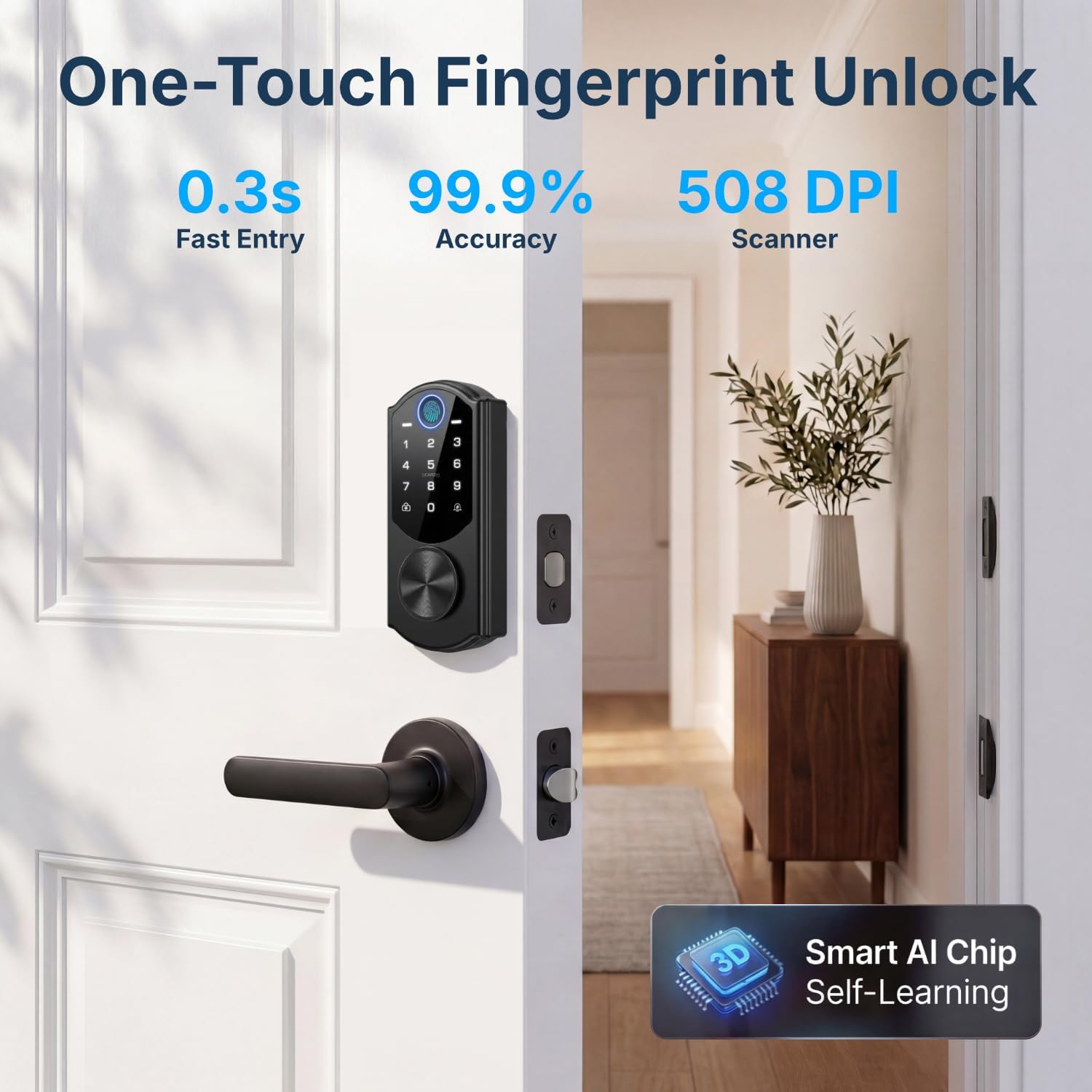 WiFi Fingerprint Smart Lock with Keyless Entry Deadbolt – Auto-Lock & App Remote for Front Door – RUIKANG RA-7