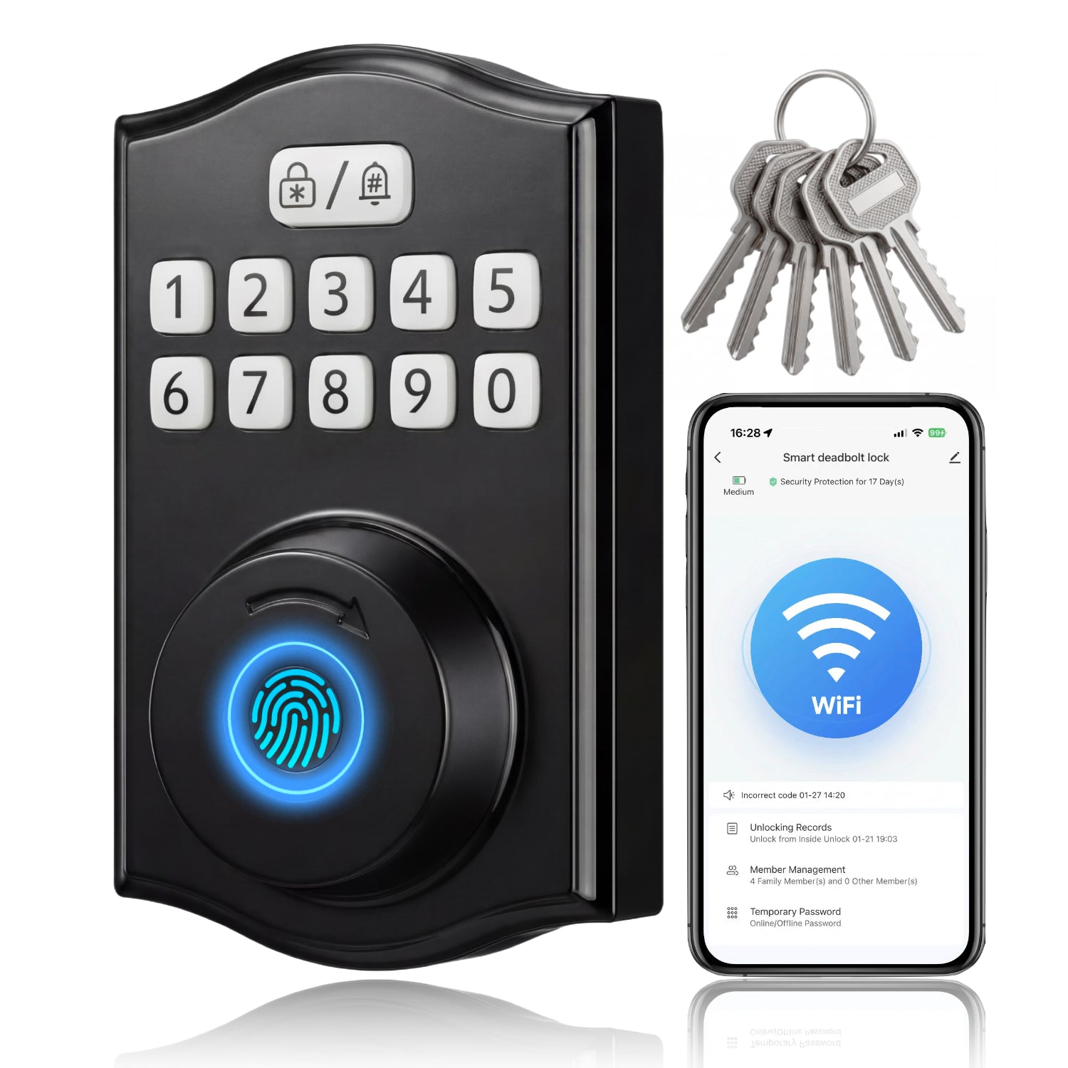 RUIKANG Y78 WiFi Fingerprint Keyless Entry Deadbolt with Auto-Lock & App Remote