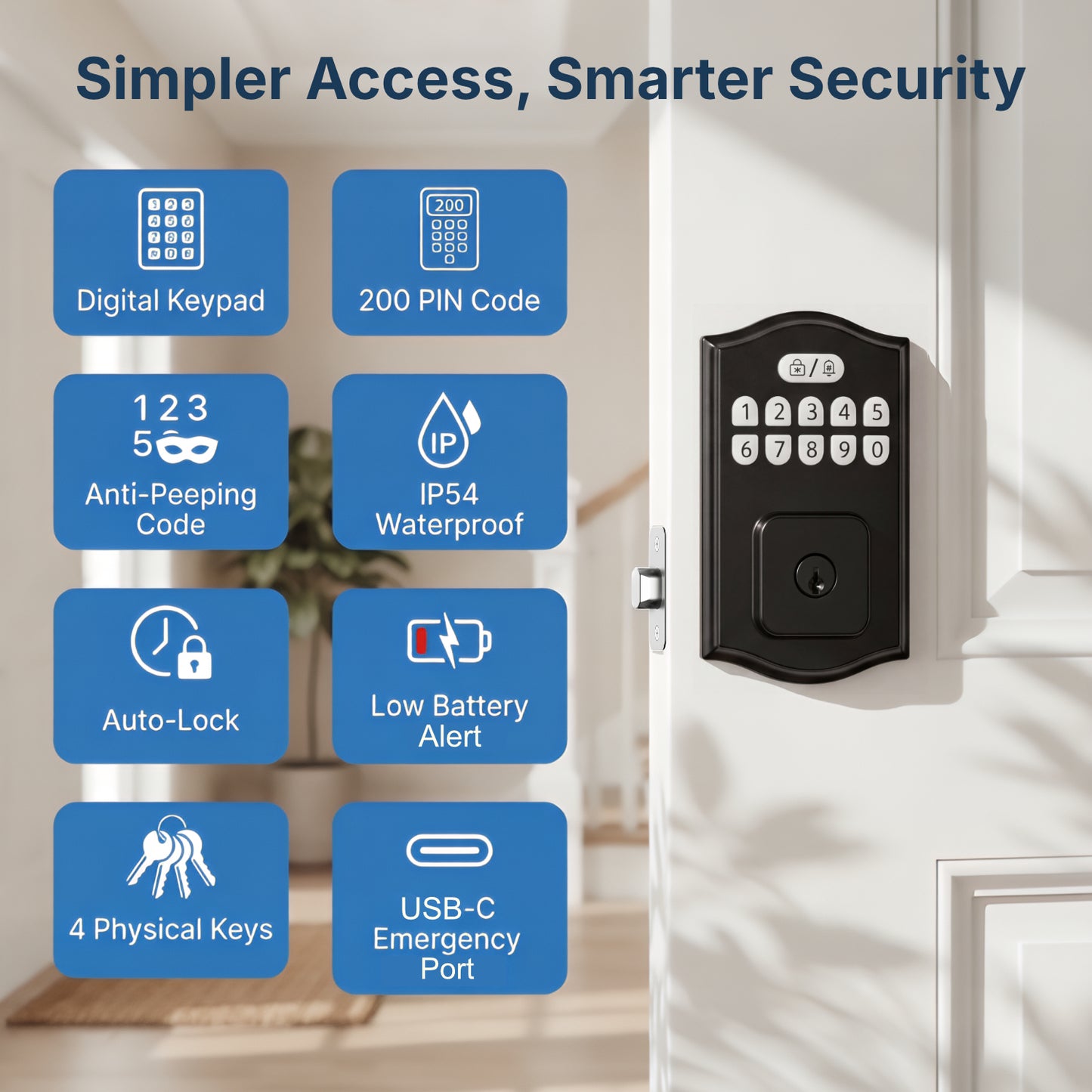 RUIKANG Y68 Keyless Entry Smart Deadbolt with Auto-Lock for Front Door