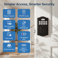 RUIKANG Y68 Keyless Entry Smart Deadbolt with Auto-Lock for Front Door