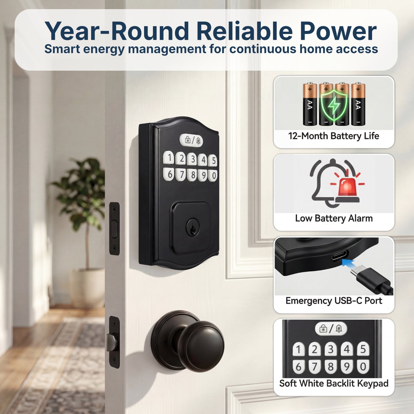 RUIKANG Y68 Keyless Entry Smart Deadbolt with Auto-Lock for Front Door