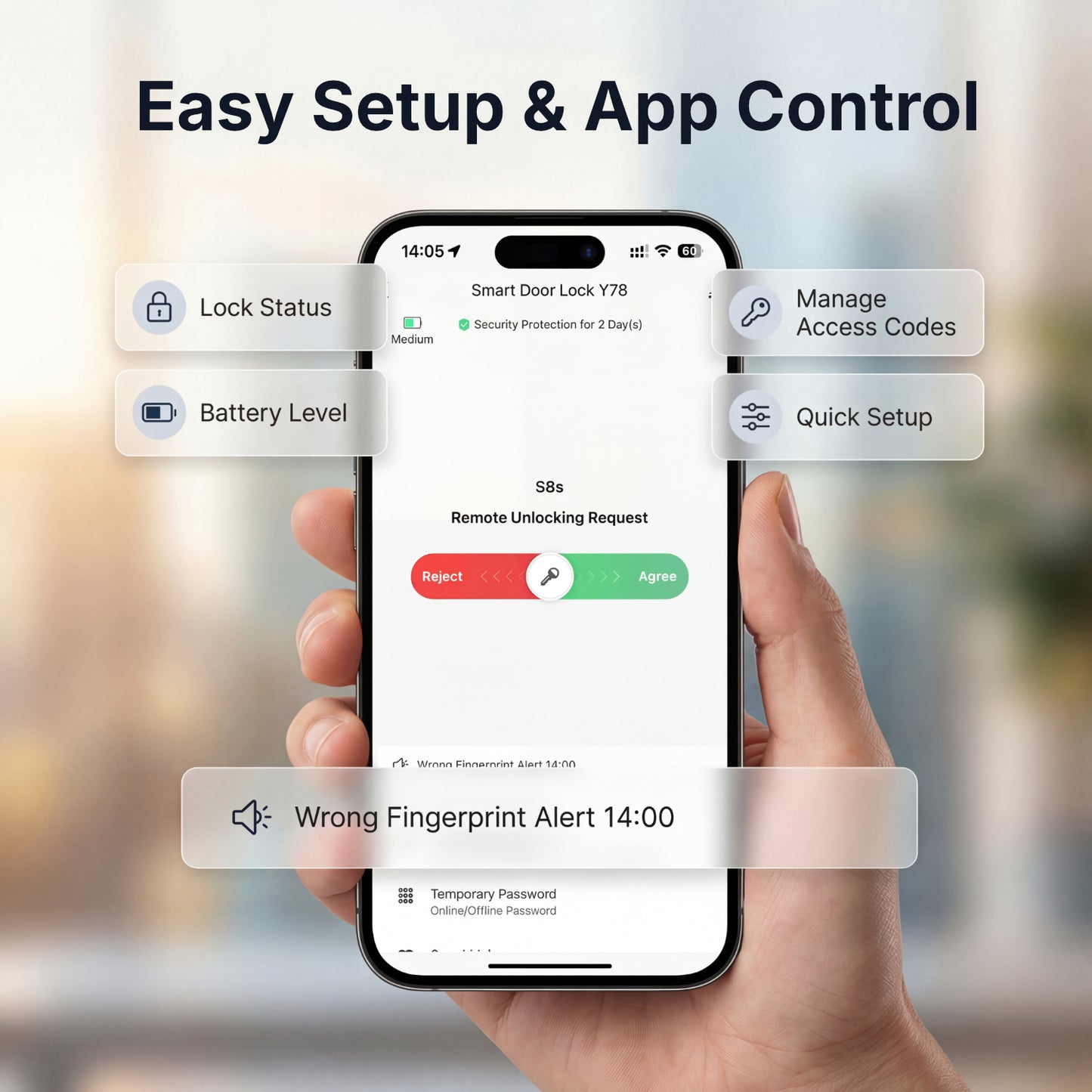 RUIKANG Y78 WiFi Fingerprint Keyless Entry Deadbolt with Auto-Lock & App Remote