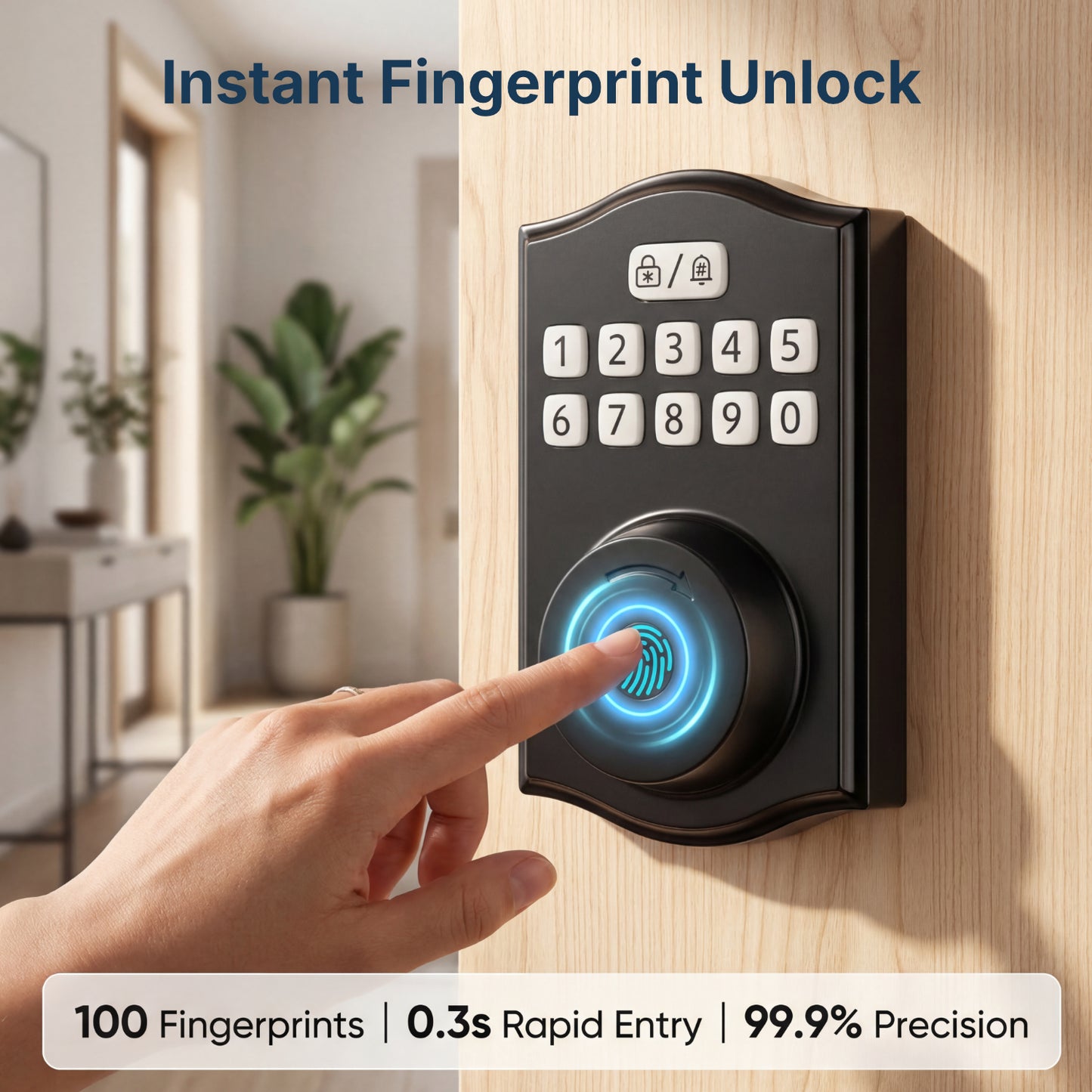 RUIKANG Y78 WiFi Fingerprint Keyless Entry Deadbolt with Auto-Lock & App Remote